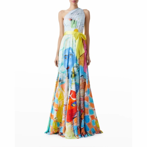 Alice + Olivia Dresses & Skirts - Alice + Olivia x Kidsuper Milan Asymmetric Maxi Dress Gown Colms Painting 8